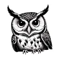 barred owl sitting tattoo design idea