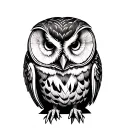 barred owl sitting tattoo design idea
