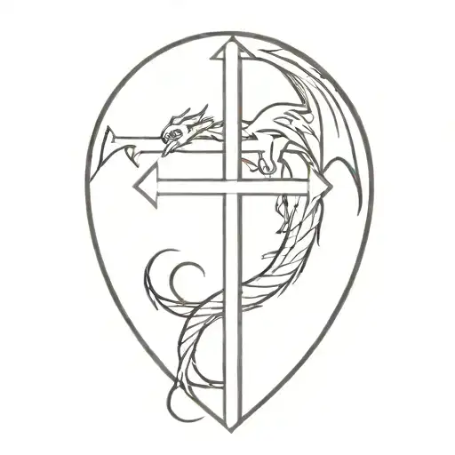 cross with dragon  tattoo design idea