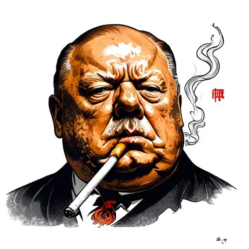 winston churchill smoking a joint tattoo design idea