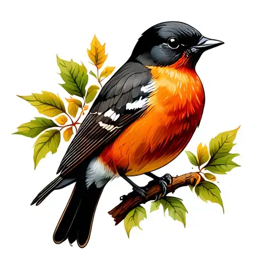 north american robin perched tattoo design idea