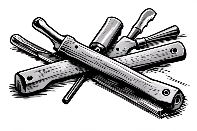 carpenter tools intertwined tattoo design idea