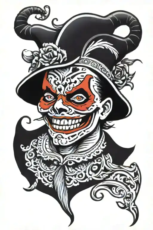 masks that smile and grimace tattoo design idea