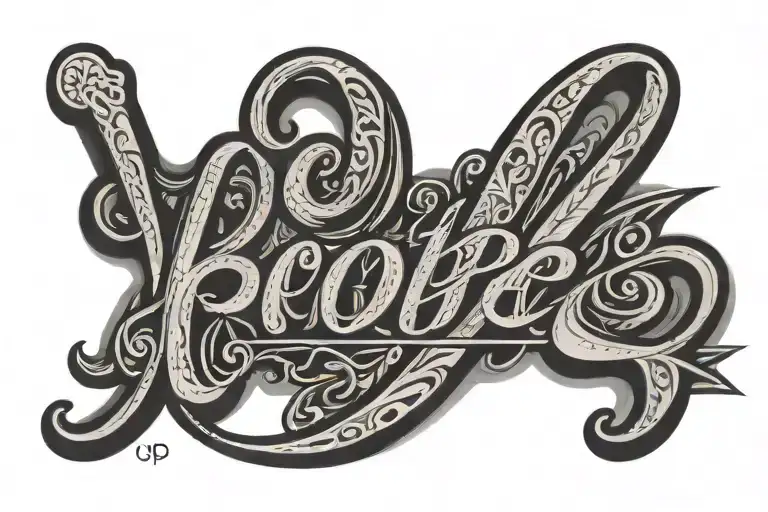the name Kobe in cursive with a heart attached to the name tattoo design idea