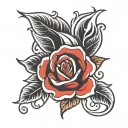 rose fire tattoo design idea