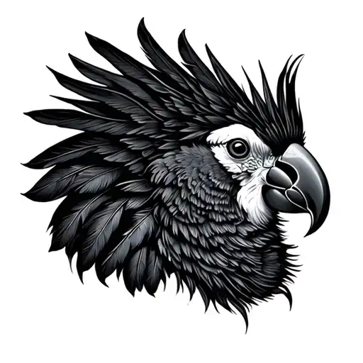 black cockatoo feather kangaroo tattoo design idea