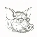 head of modern wild pig with sunglasses tattoo design idea