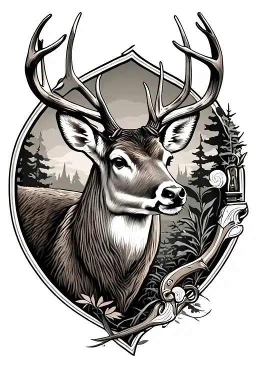 hunting deer with bow tattoo design idea