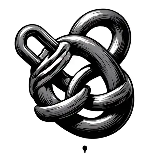 The figure 8 knot as a base, A small padlock fitted into a curve of the knot tattoo design idea