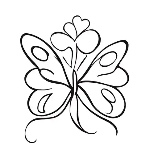 a tattoo for a mother and three daughters that combines love, a butterfly, a four leaf clover and celtic motherhood symb tattoo design idea