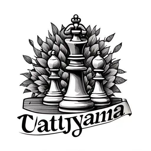 "Tatyanna" queen chess piece tattoo design idea