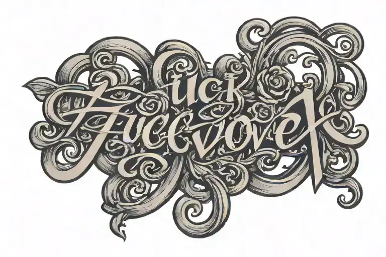fuck love words written tattoo design idea