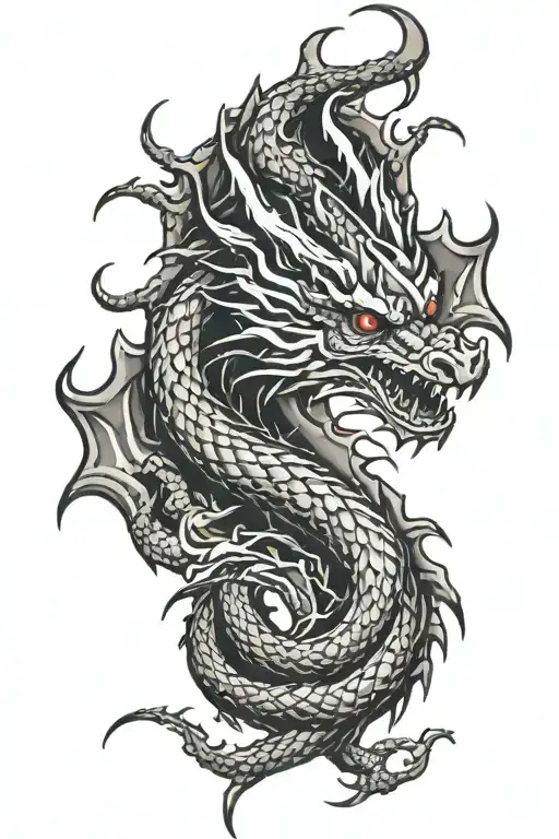 Dragon With Lightning Bolts tattoo design idea