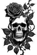 skull rose vine on hand tattoo design idea
