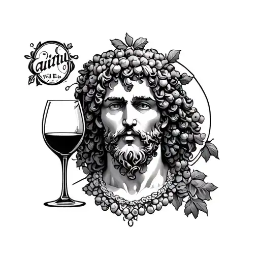 Bacchus God of Wine tattoo design idea
