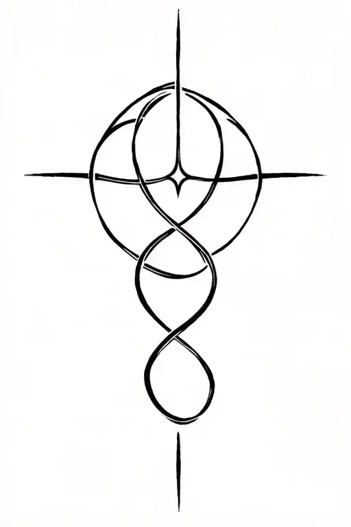 protection and strength linear bind rune intertwined tattoo design idea