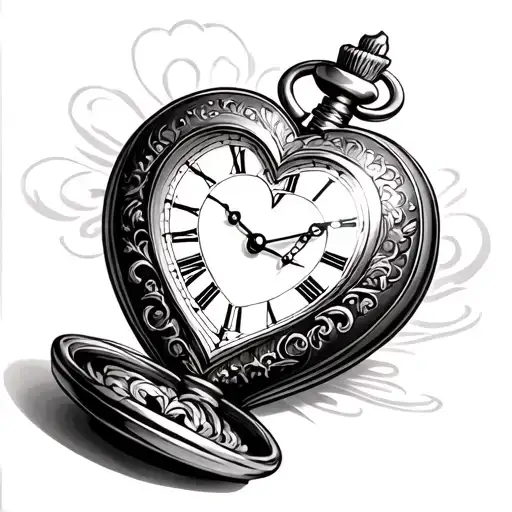 Heart Pocket Watch tattoo design idea