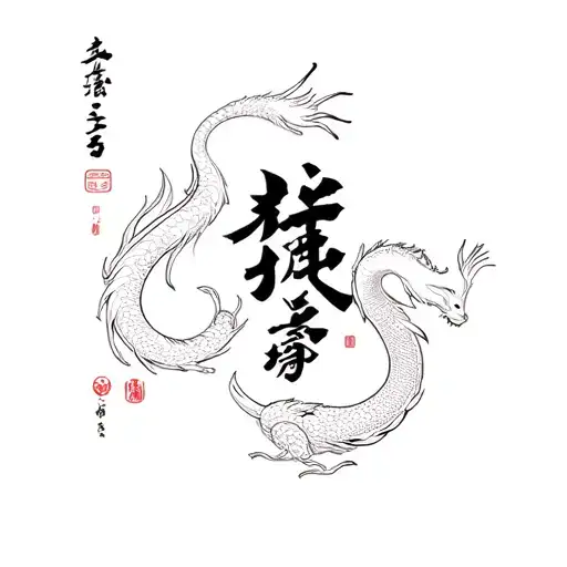 Chinese sign Dragon Dog Rat Coq tattoo design idea