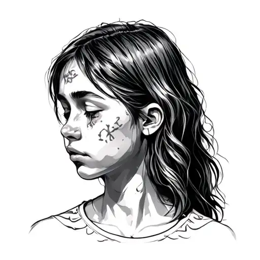 sad, suffering teenager who leaves her mother because of Hodgkins disease, a lymphoma tattoo design idea