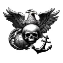 usmc eagle globe and anchor with skull tattoo design idea