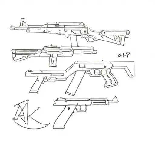 AK47 letters and numbers in nice font with a lighter on the side tattoo design idea