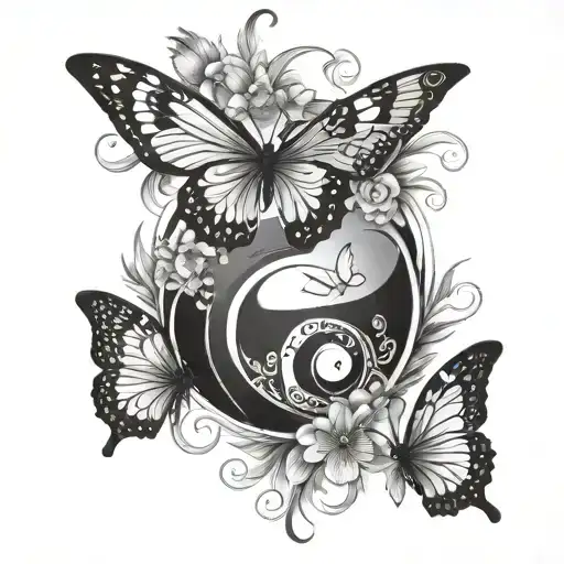 Yin Yang Butterfly tattoo design idea