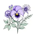 pansy, lavender, chrysanthemum, rose, carnation flower tattoo design idea
