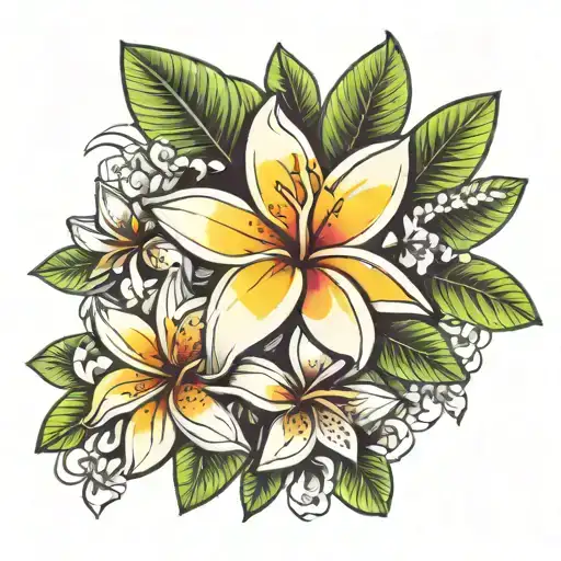 plumeria flowers tattoo design idea