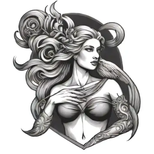 Virgo maiden holding tattoo design idea