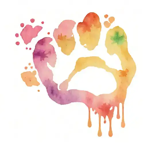 rainbow bridge dog paw print tattoo design idea