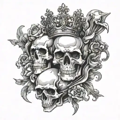 Skulls throne death tattoo design idea