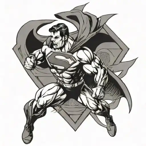 A stylized Superman logo with elements of combat sports incorporated tattoo design idea
