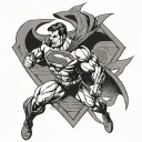 A stylized Superman logo with elements of combat sports incorporated tattoo design idea