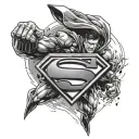 A stylized Superman logo with elements of combat sports incorporated tattoo design idea