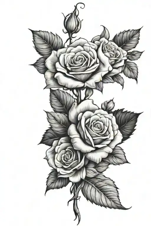 Flower bouquet that fouces on roses growing not to busy tattoo design idea