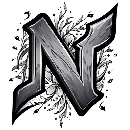 Cursive N tattoo design idea
