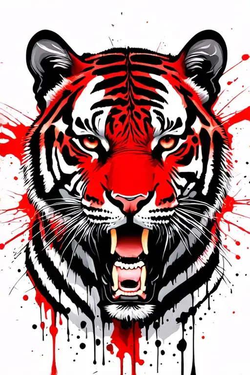 tiger face and body mixed it skeleton  tattoo design idea