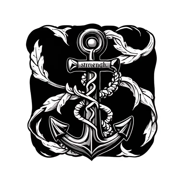 Anchor, protection rune, sexual assault survivor symbol,  words strength,  courage,  faith tattoo design idea