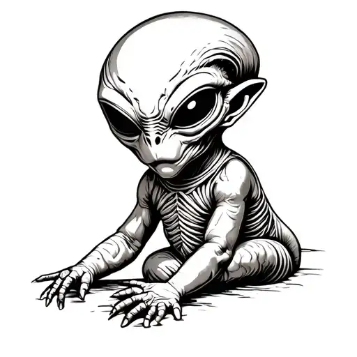Giger Alien Creepy Baby tattoo design idea