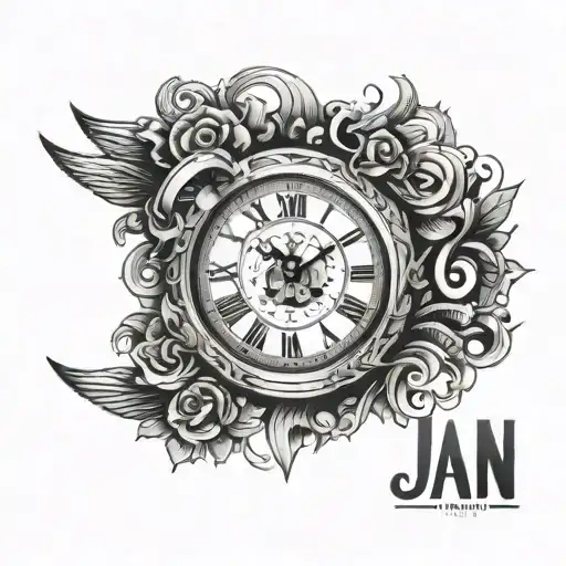 analog clock with the date 3/9/24 and the time 4:13:20 with the name Ja'van on it  tattoo design idea