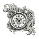 analog clock with the date 3/9/24 and the time 4:13:20 with the name Ja'van on it  tattoo design idea