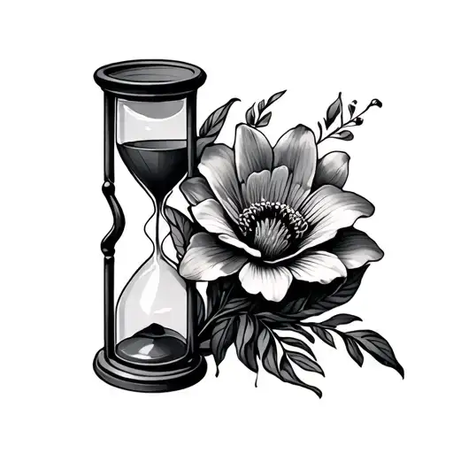 hourglass, maga flower blooming, el coqui tattoo design idea