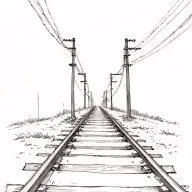 cover up pencil sketch of a telephone wire and a derelict railroad track. tattoo design idea