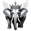 elephant with crown tattoo design idea