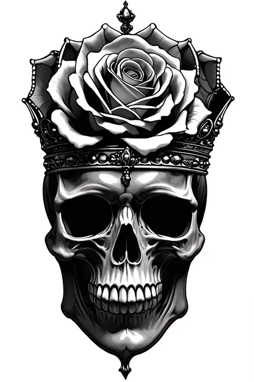 Roses, crown, skull, opera house, tattoo design idea