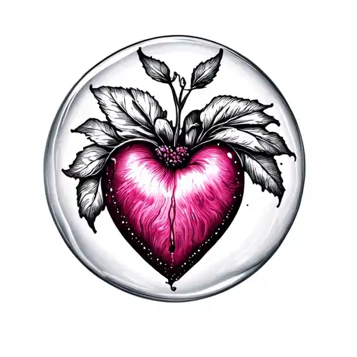 bleeding heart flower inside of a soap bubble  tattoo design idea