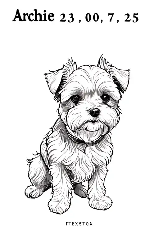 "Archie 23,07,25" cockapoo dog tattoo design idea