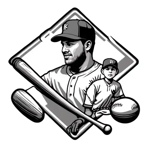 father son baseball diamond tattoo design idea