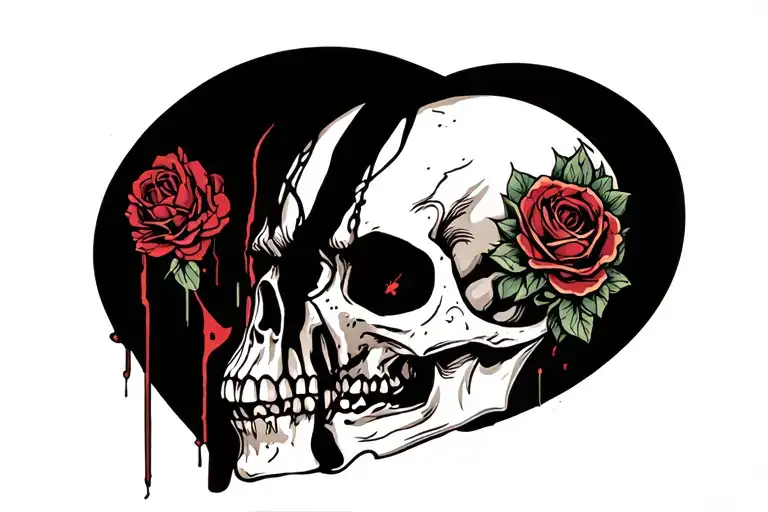 Depression Skull tattoo design idea
