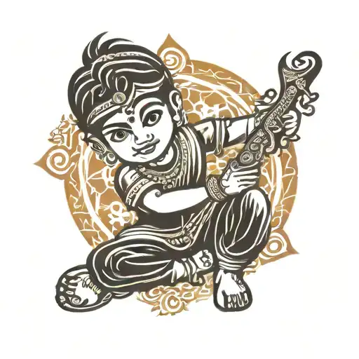generate a stencil of an emarati boy making a rangoli of ADCB logo tattoo design idea